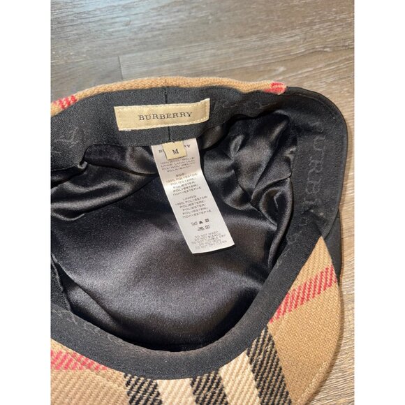BURBERRY - NOVA CHECK WOOL CASHMERE NEWSBOY HAT authentic *with small defect* m - Picture 3 of 11